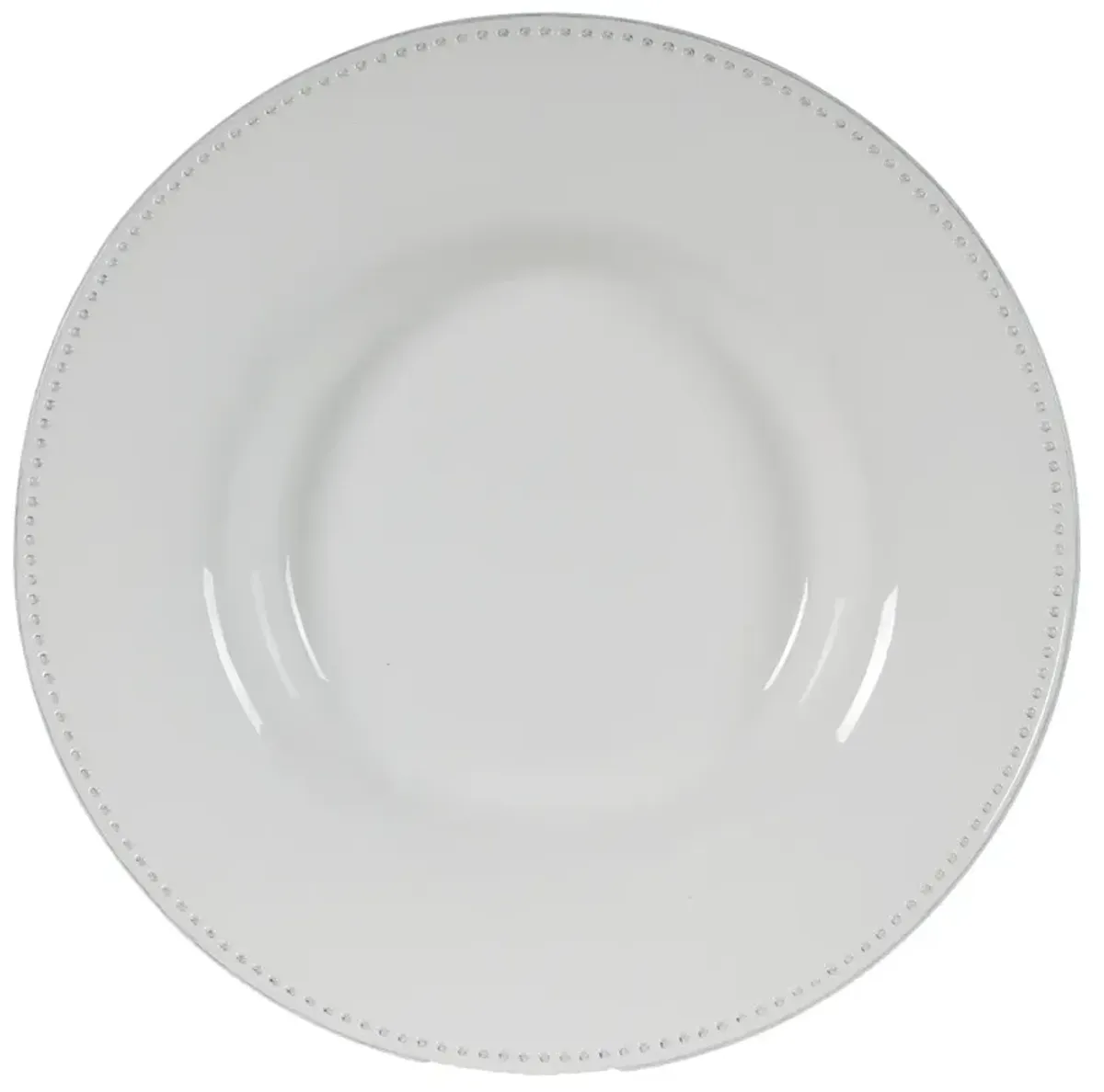 Enticing Round Decorative Porcelain Plate, White - Benzara