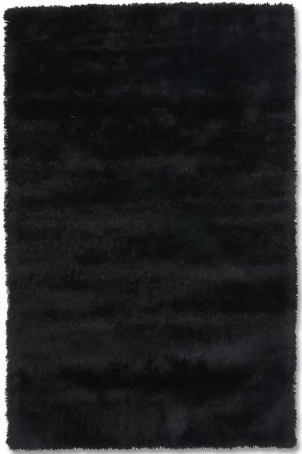 RUGSOTIC CARPETS HAND TUFTED SHAG POLYESTER ECO-FRIENDLY AREA RUGS  - 6'x9', Rectangle, Black, Solid Plain Design, High Pile Thick Handmade Anti Skid Area Rugs for Living Room, Bed Room K00111