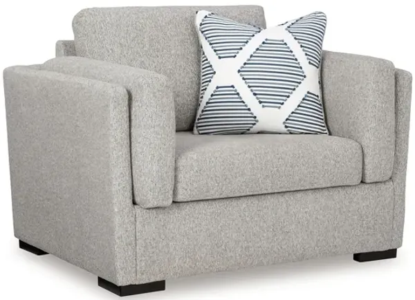 Marcy Oversized Chair with Arm Bolster Pillows, Pewter Gray Polyester - Benzara