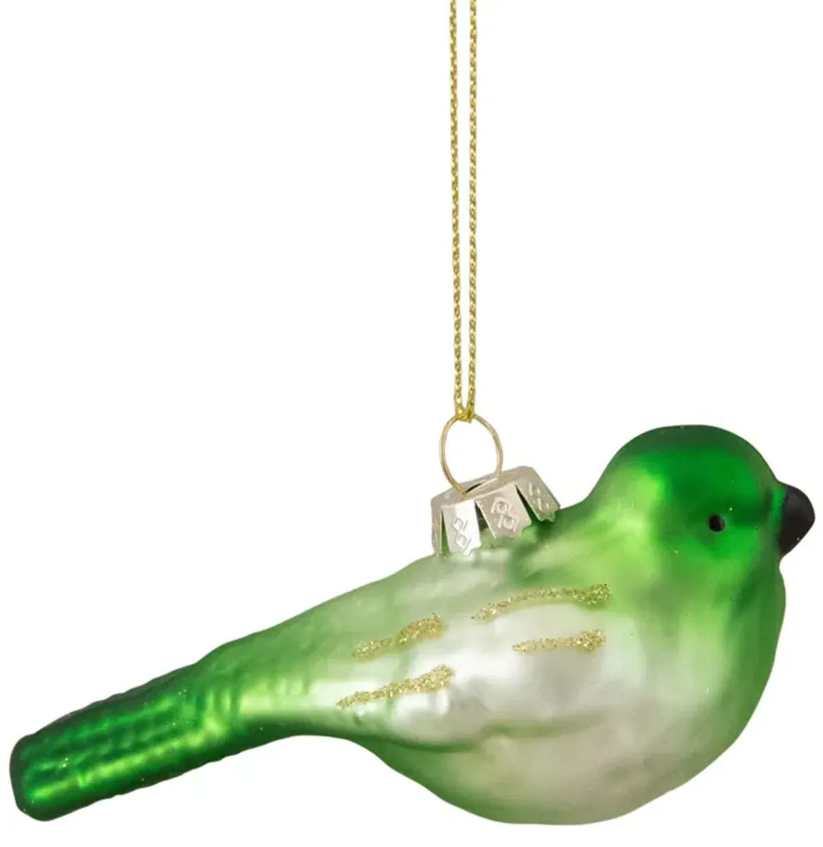 4" Green and White Glass Bird Christmas Ornament