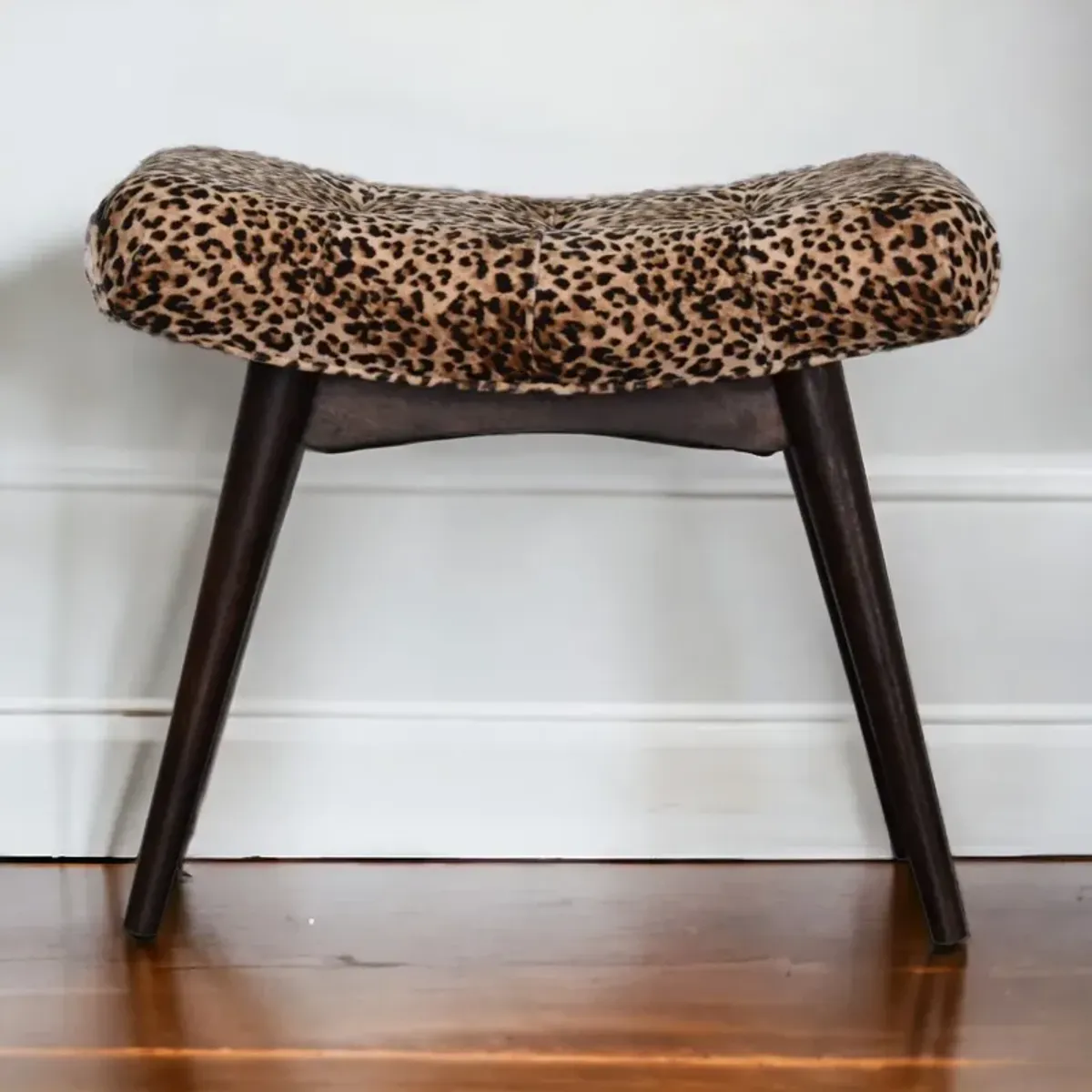 Leopard Print Curved Bench