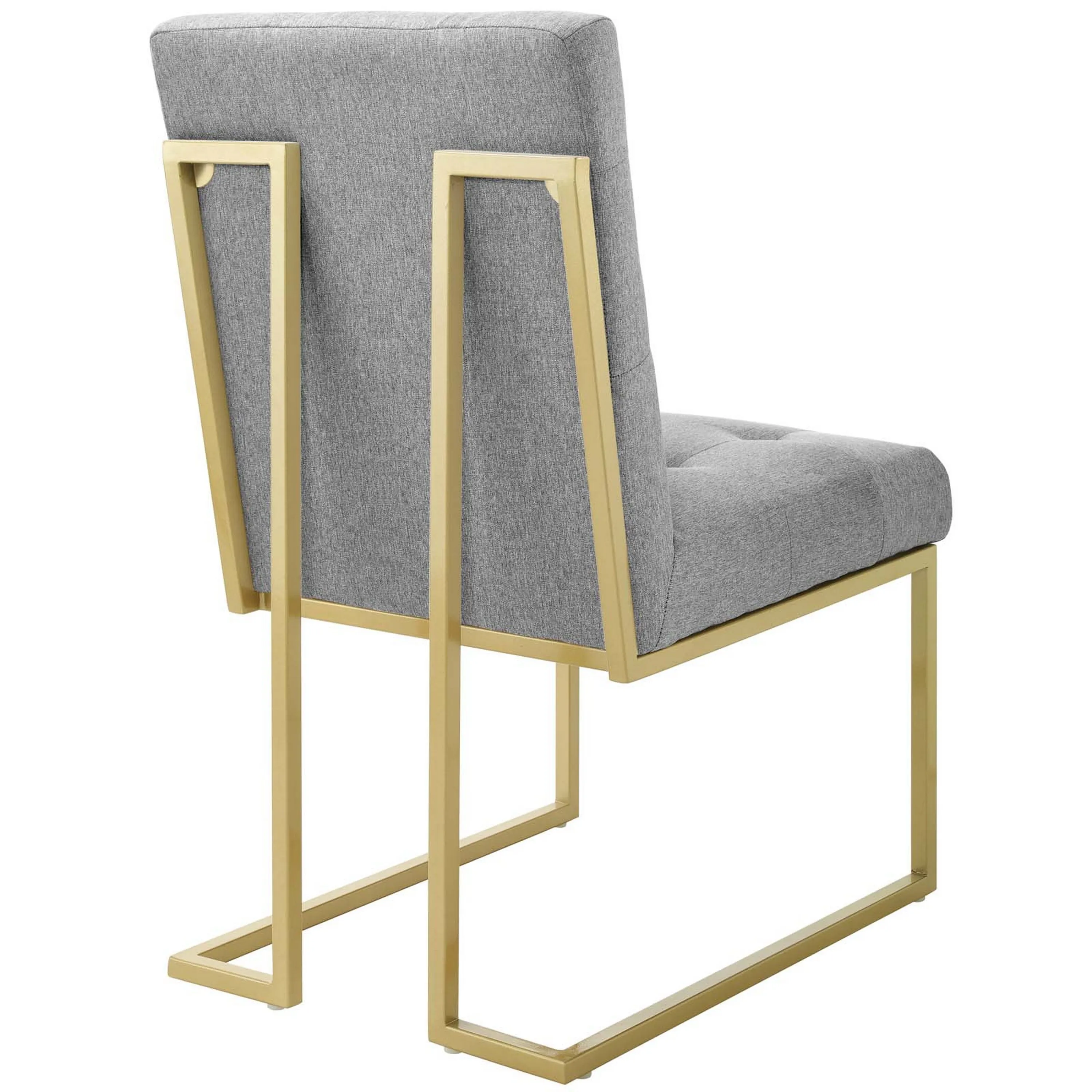 Privy Gold Stainless Steel Upholstered Fabric Dining Accent Chair-Benzara