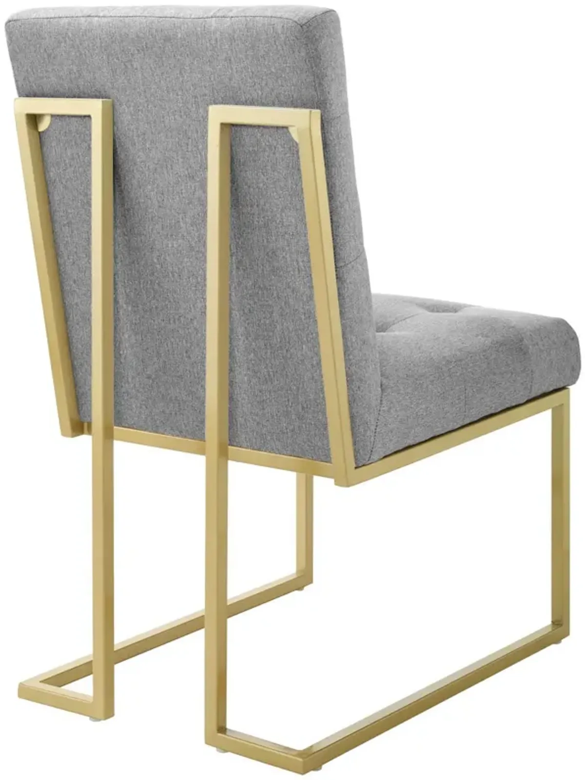 Privy Gold Stainless Steel Upholstered Fabric Dining Accent Chair-Benzara