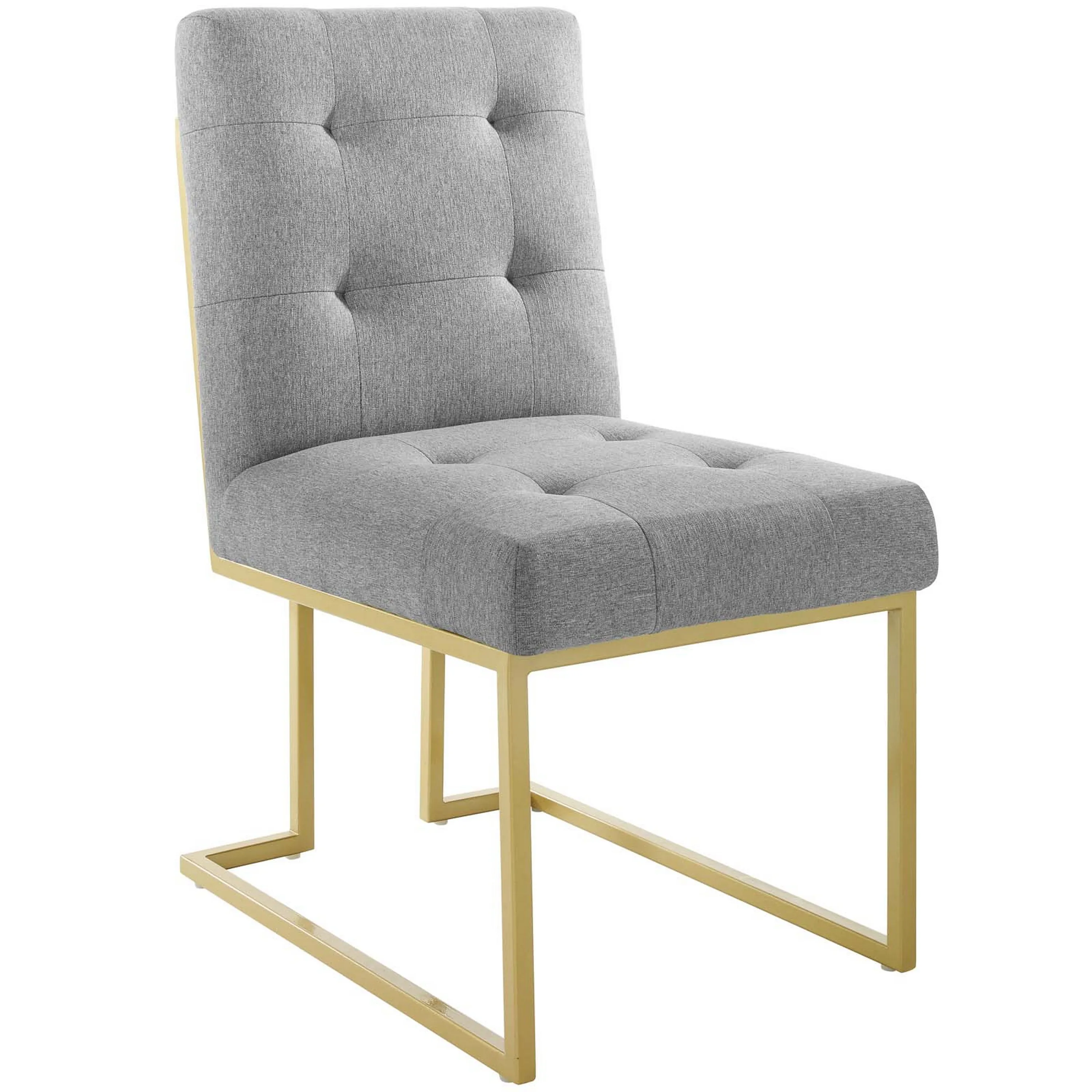 Privy Gold Stainless Steel Upholstered Fabric Dining Accent Chair-Benzara