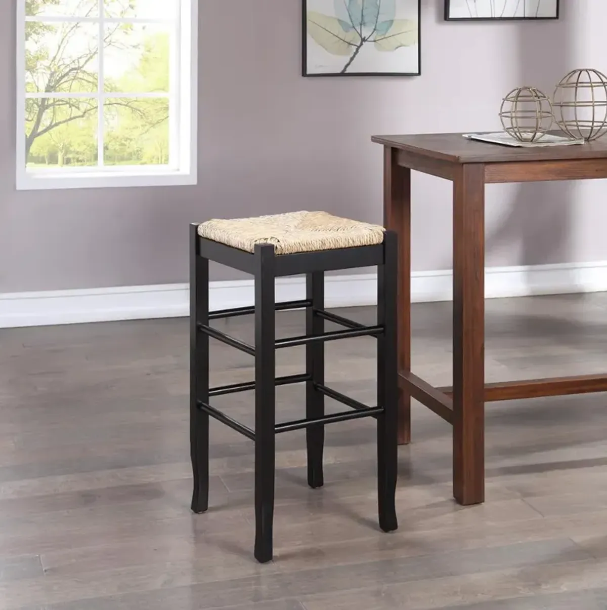 Boraam Square Rush Backless Bar Stool - Black