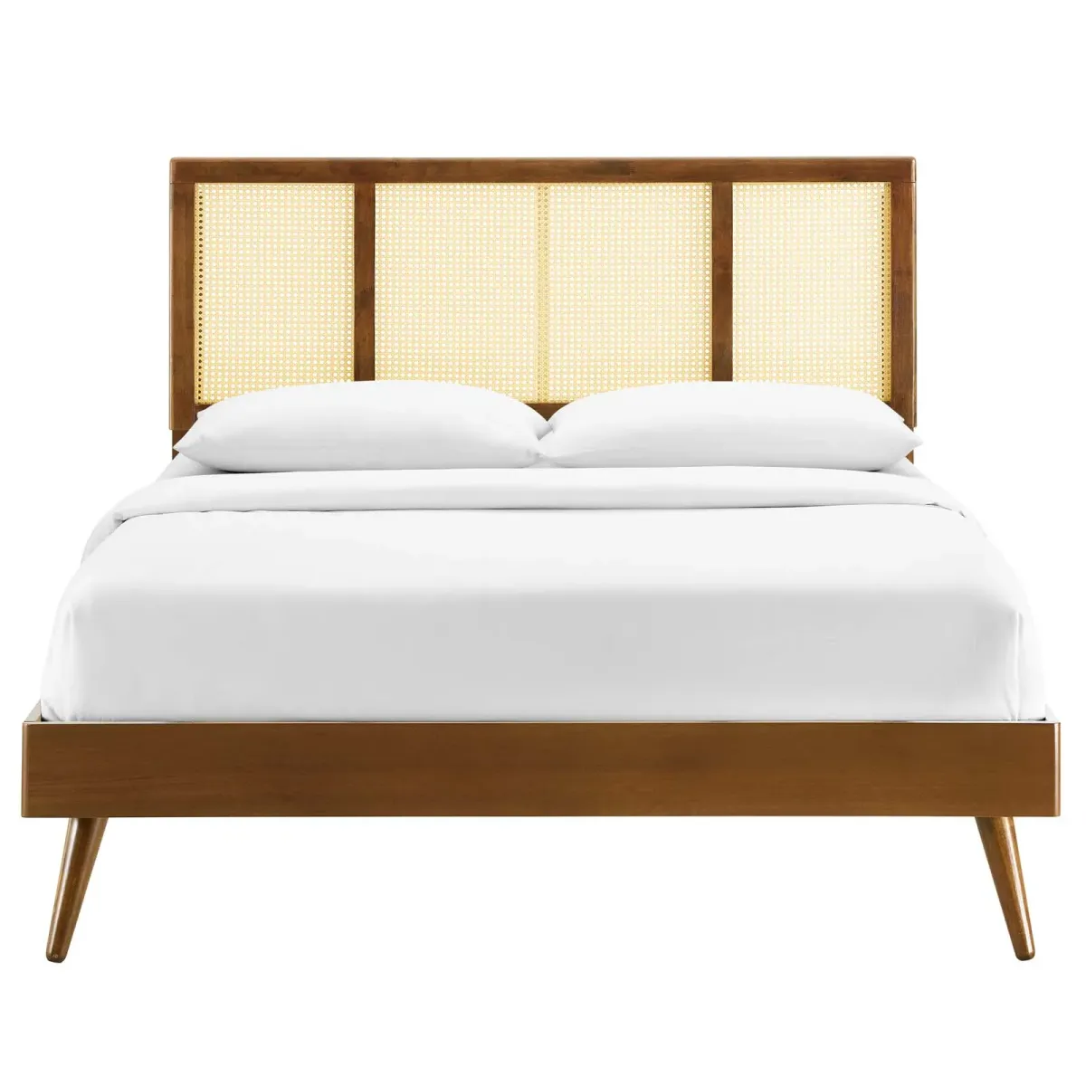 Modway - Kelsea Cane and Wood Queen Platform Bed with Splayed Legs