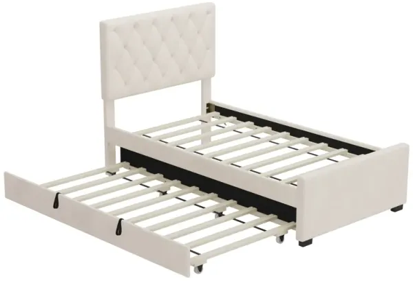 Merax Velvet Upholstered Platform Bed with Button Tufted Headboard