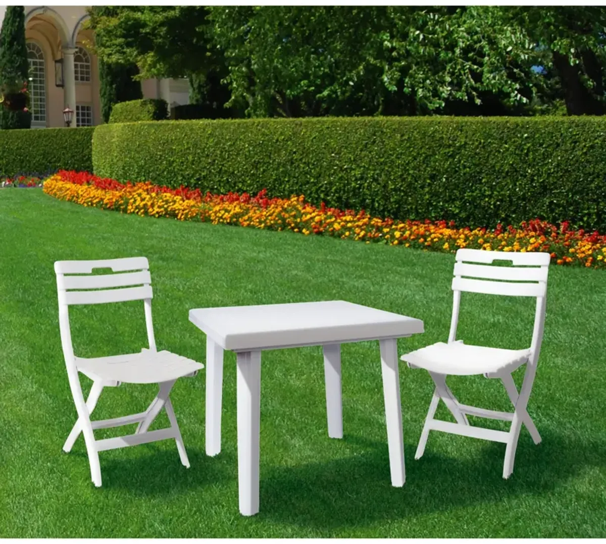 31" White Square Outdoor Patio Dining Table