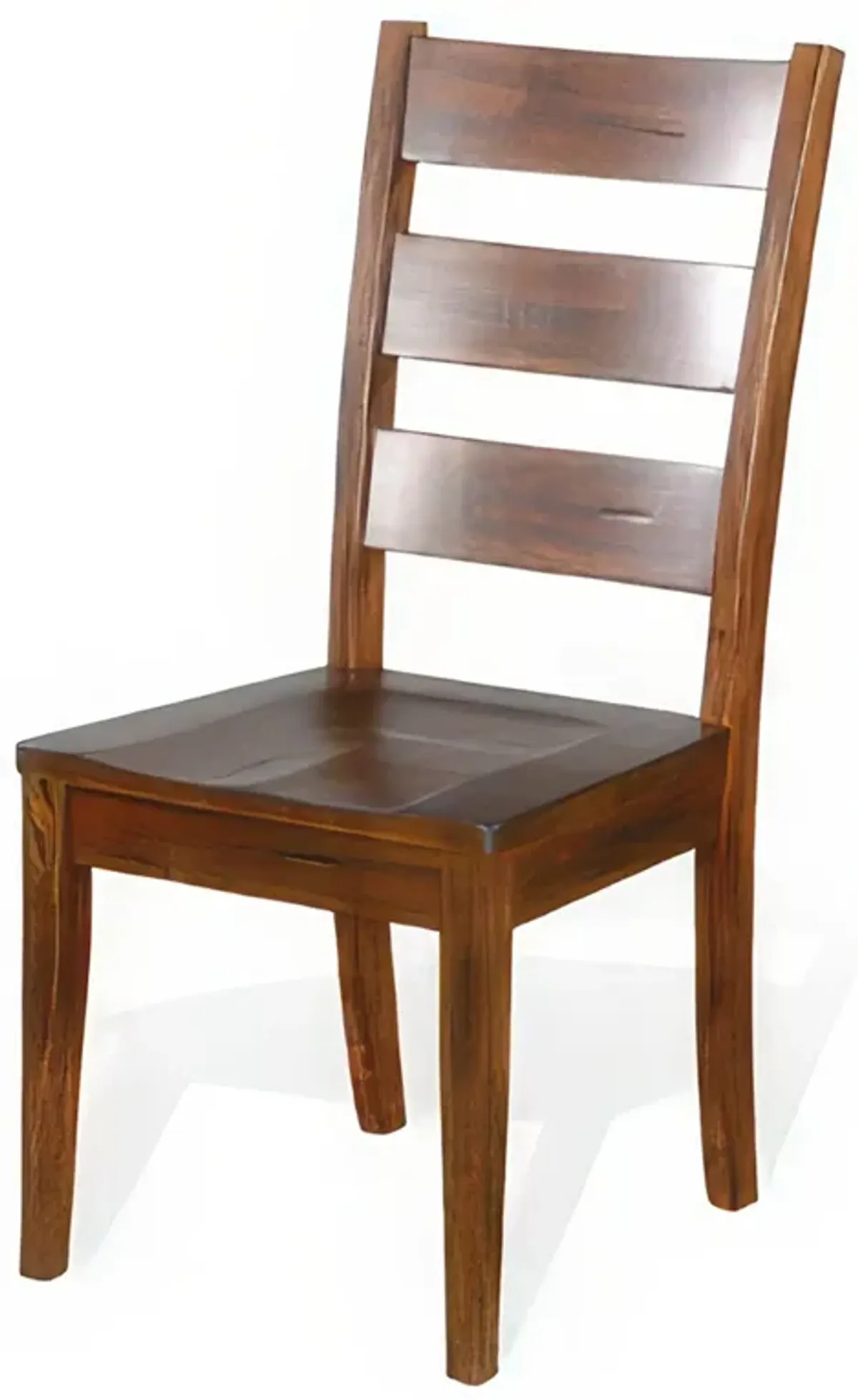 Reggie Dining Chair Set of 2, Ladderback, Dark Brown Mahogany Wood - Benzara