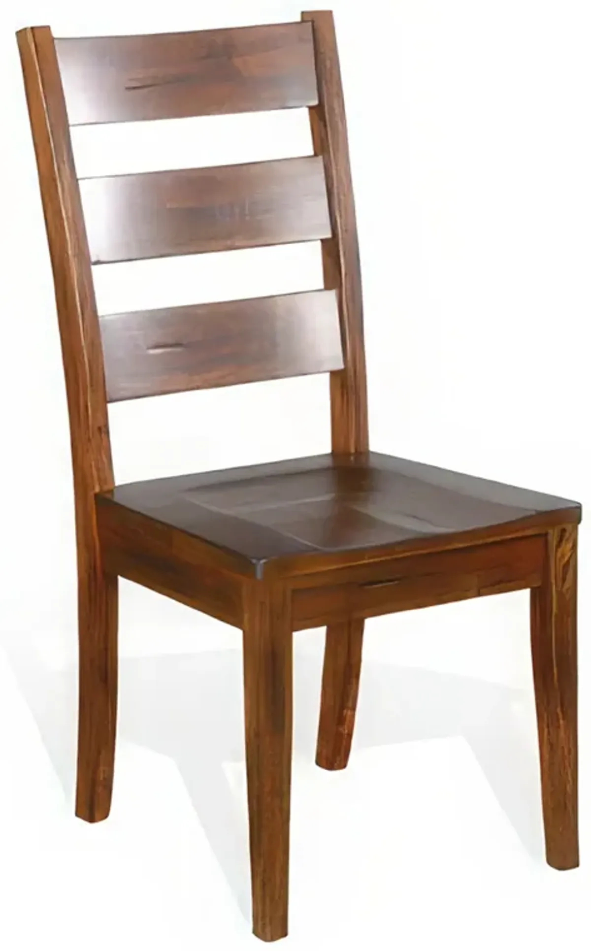 Reggie Dining Chair Set of 2, Ladderback, Dark Brown Mahogany Wood - Benzara