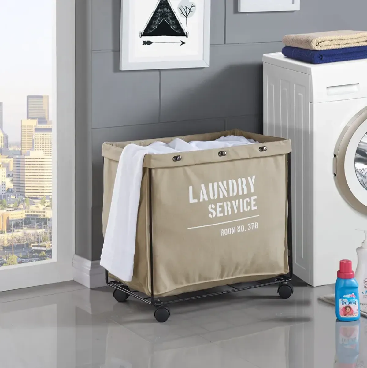 Army Canvas Laundry Hamper on Wheels