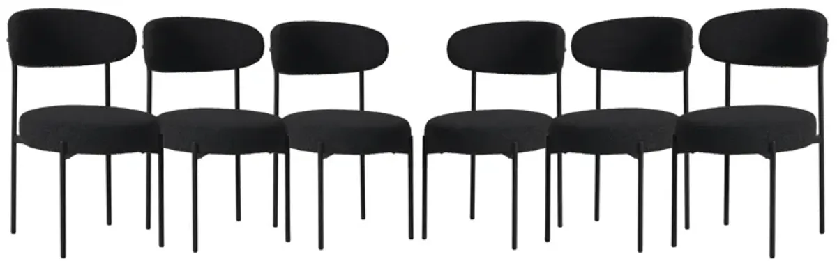 WestinTrends Mid-Century Modern Upholstered Sherpa Round Dining Chairs (Set of 6)