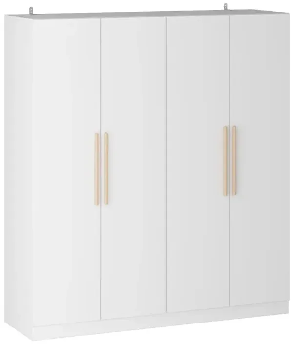 FUFU&GAGA 4-Door White Wardrobe Closet with Ample Storage and Elegant Design (63" W x 19.7" D x 70.9" H ) ,White
