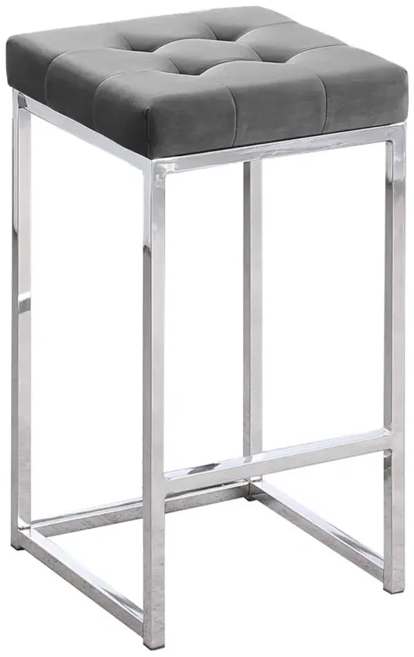 Jersey Velvet Counter Height Stool in Silver (Set of 2)