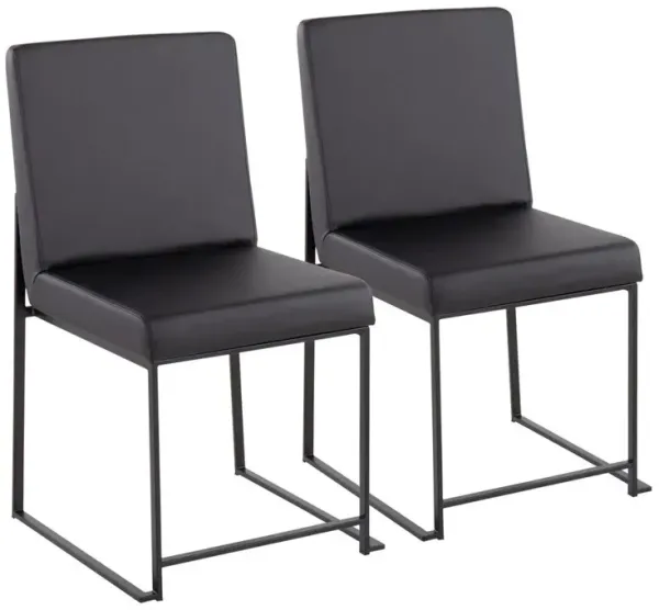 LumiSource Black Steel, Black PU High Back Fuji Dining Chair - Set of 2