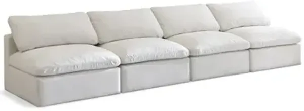 Meridian Furniture Plush Cream Velvet Standard Comfort Modular Sofa