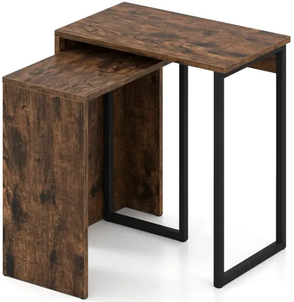 Set of 2 Nesting Coffee Tables, Space-Saving Design for Living Room or Bedroom