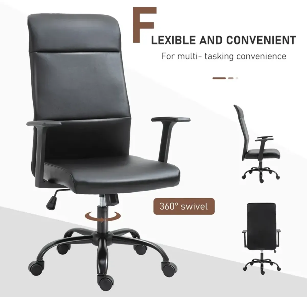 Black Executive Comfort: High-Back Faux Leather Office Chair