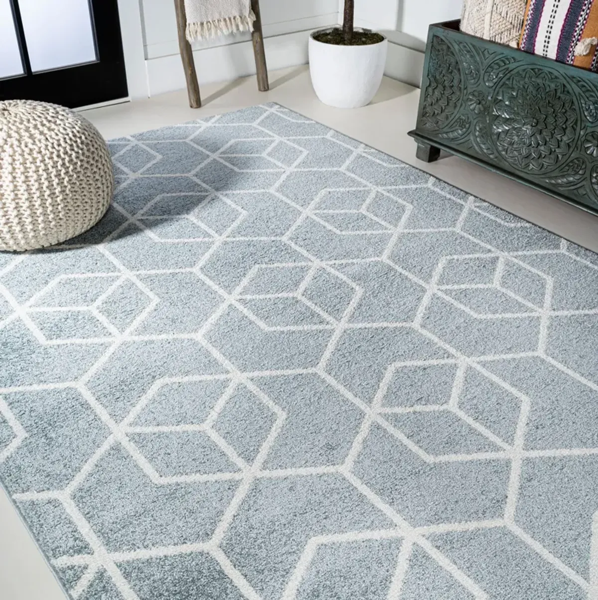 Tumbling Blocks Modern Geometric Area Rug