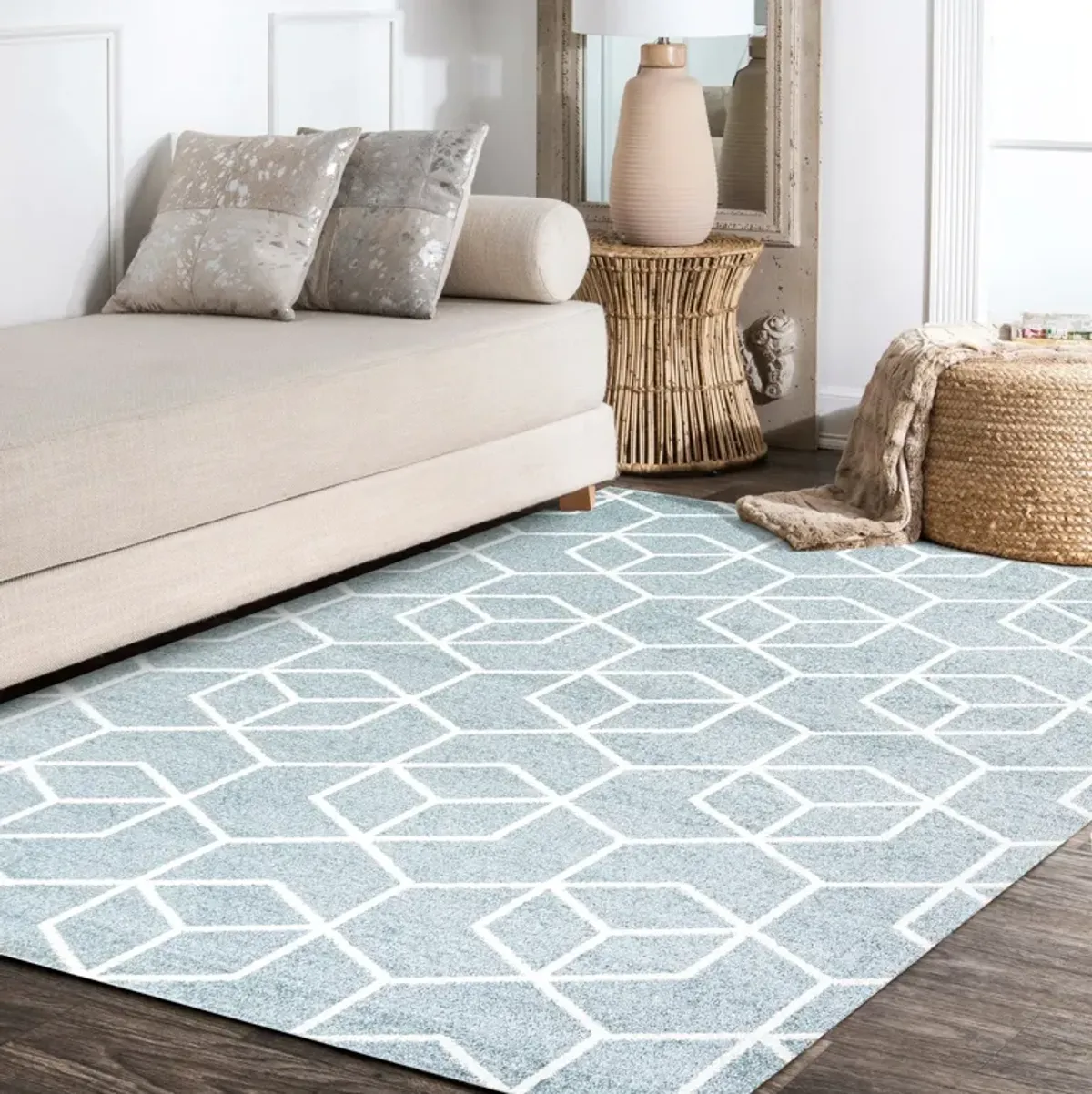 Tumbling Blocks Modern Geometric Area Rug