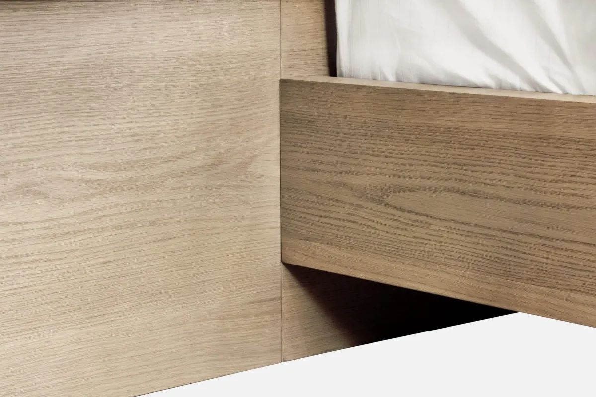One Coastal Modern California King-size Live Edge Wall Bed with Floating Nightstands