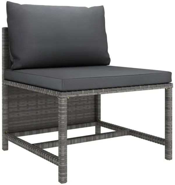 Tim Outdoor Modular Middle Sofa Chair, Sectional, Gray Cushions Rattan - Benzara