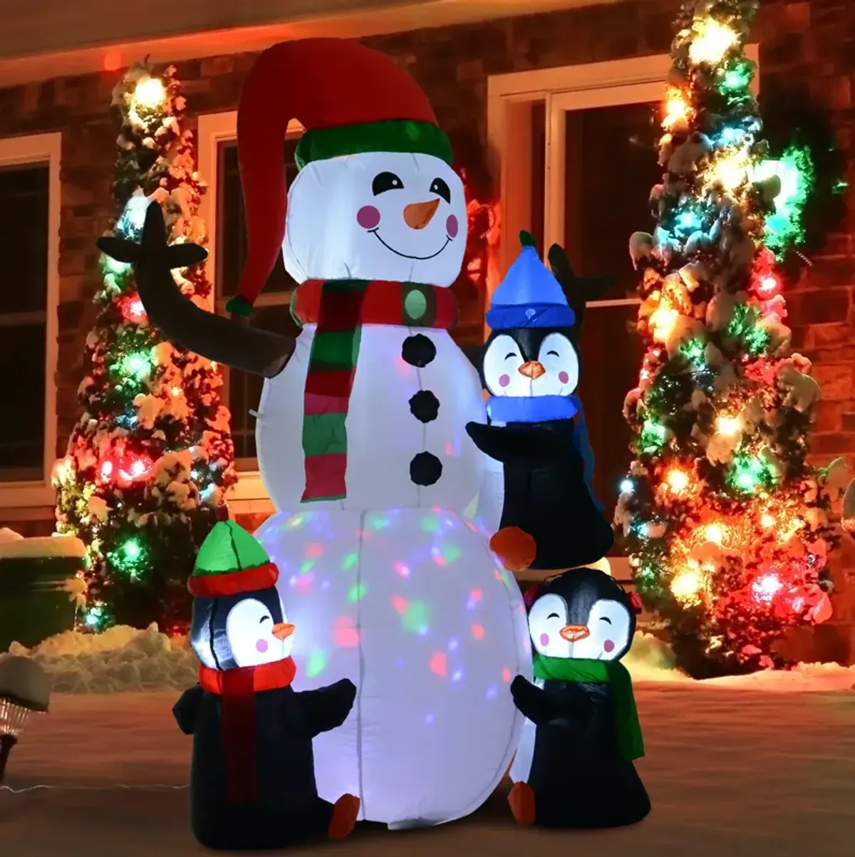 6' Light Up Inflatable Snowman  Penguin Christmas Lawn Decoration