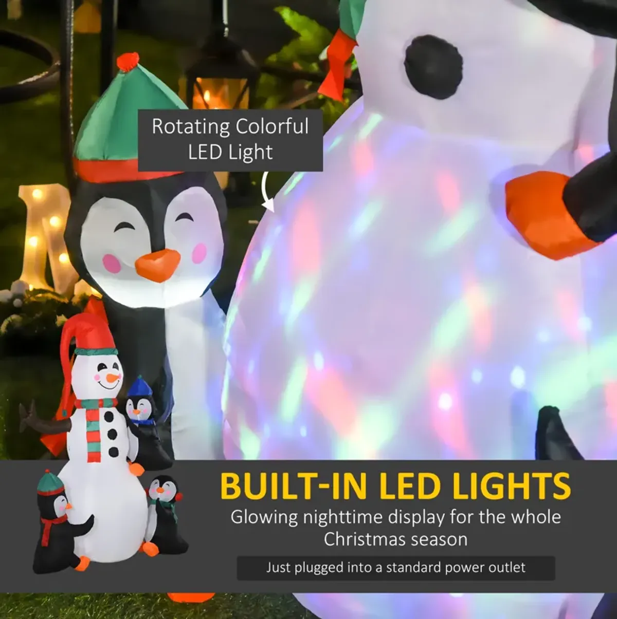 6' Light Up Inflatable Snowman  Penguin Christmas Lawn Decoration