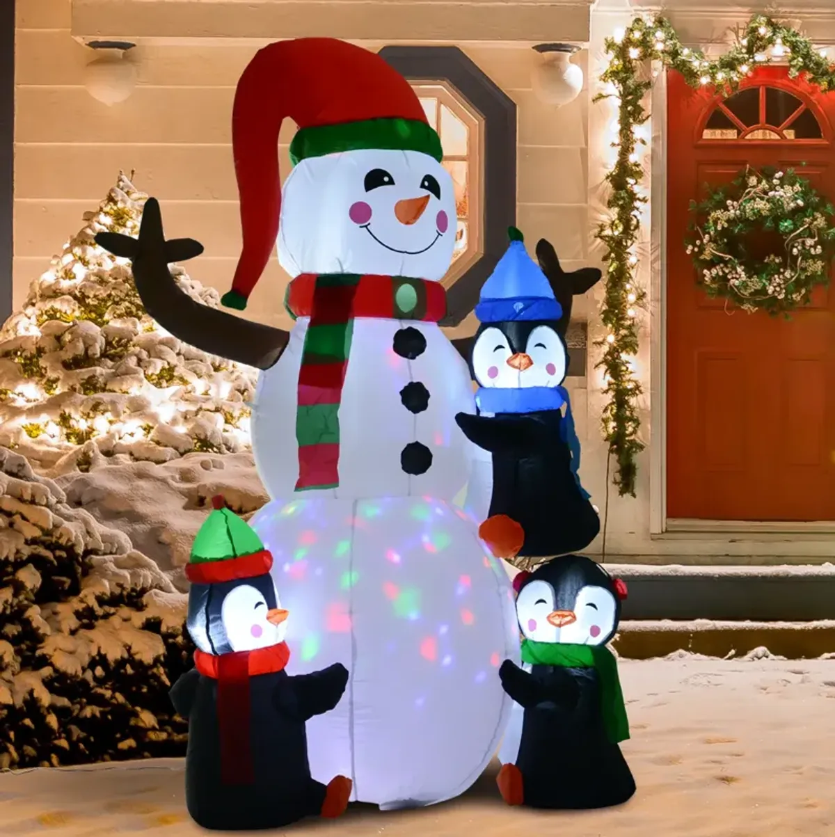 6' Light Up Inflatable Snowman  Penguin Christmas Lawn Decoration