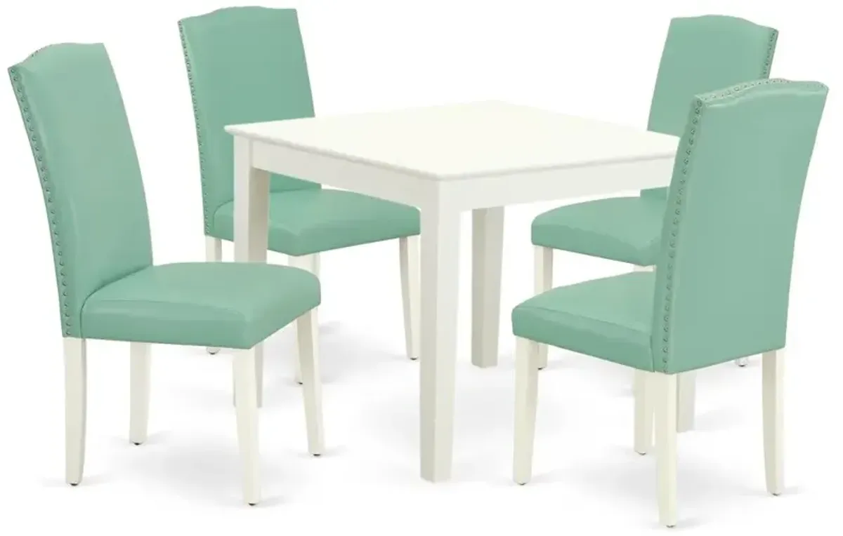 East West Furniture Dining Room Set Linen White, OXEN5-LWH-57