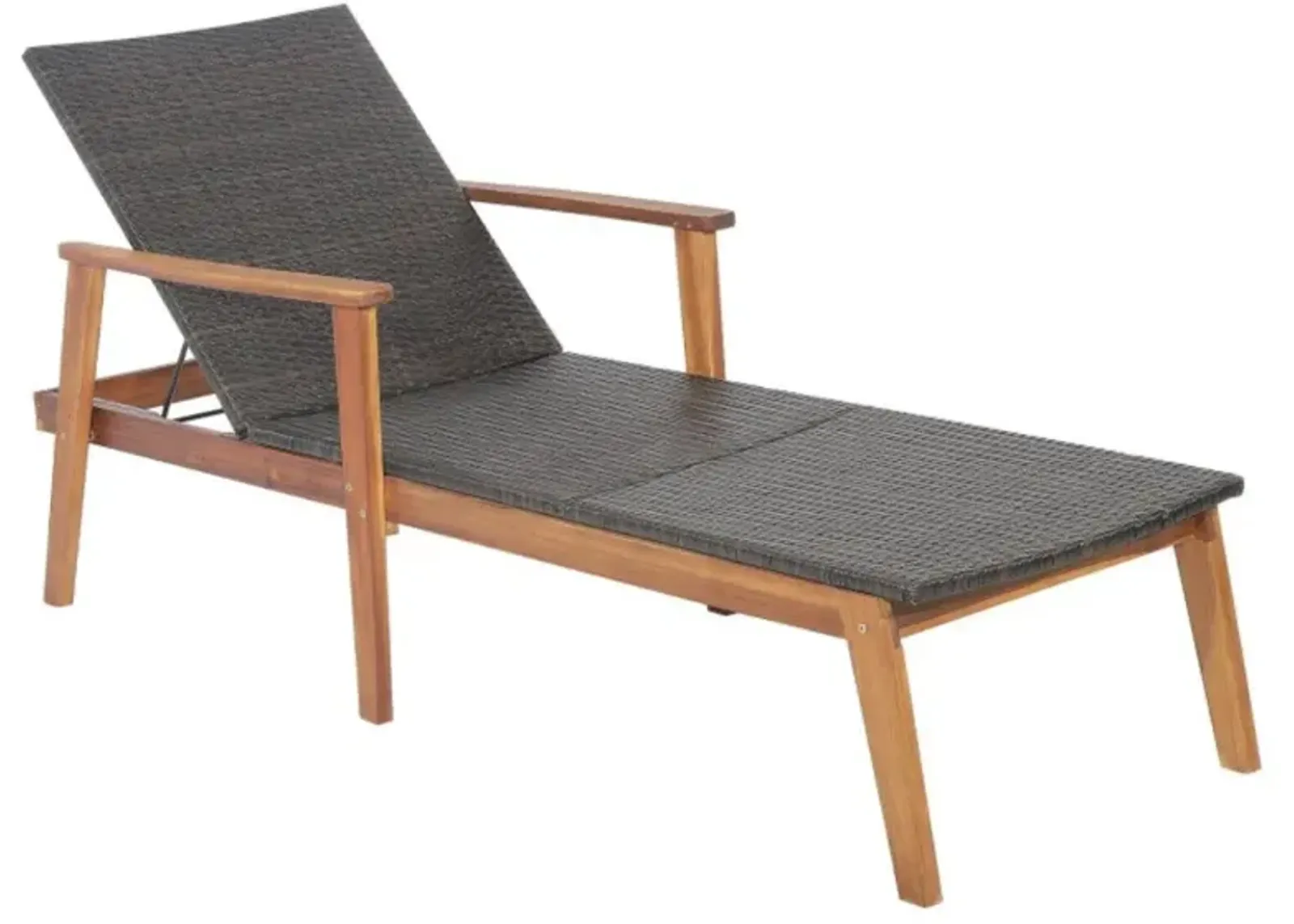 Hivvago Patio Rattan Lounge Chair with 4-Position Adjustable Backrest