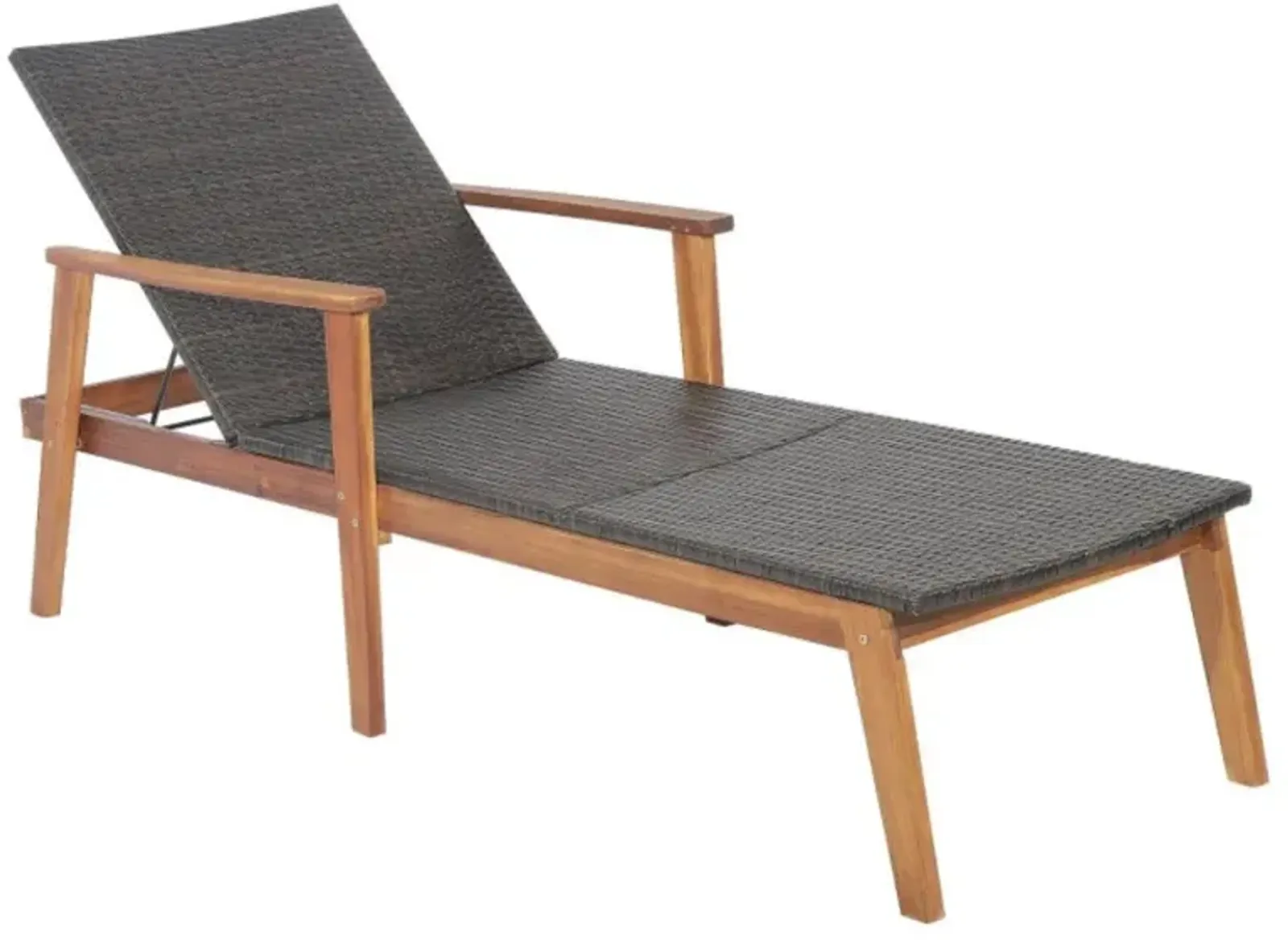 Hivvago Patio Rattan Lounge Chair with 4-Position Adjustable Backrest