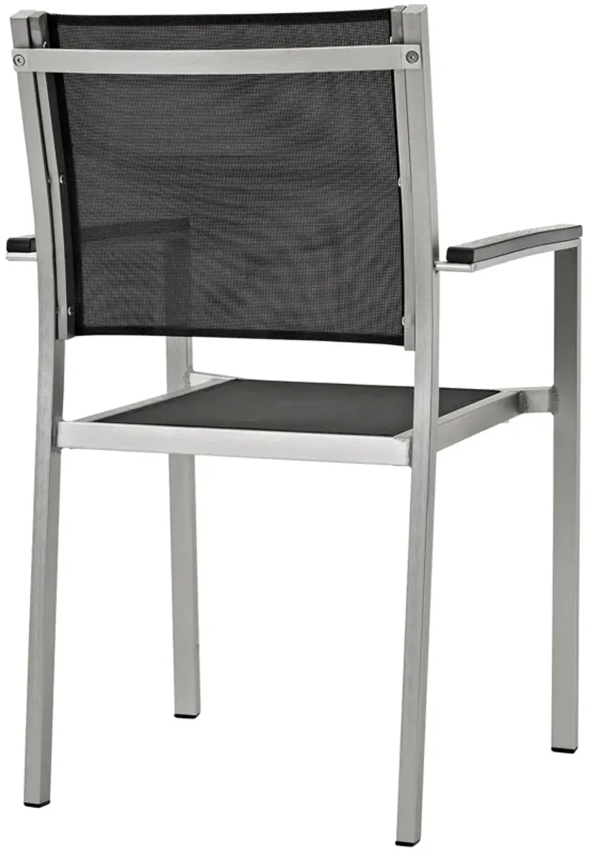 Modway Shore Aluminum Outdoor Patio Dining Arm Chair in Silver Black