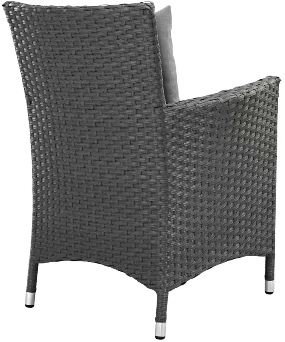 Modway EEI-2243-CHC-GRY-SET Sojourn Wicker Rattan Outdoor Patio Sunbrella Dining Chairs in Canvas Gray, Four Armchairs