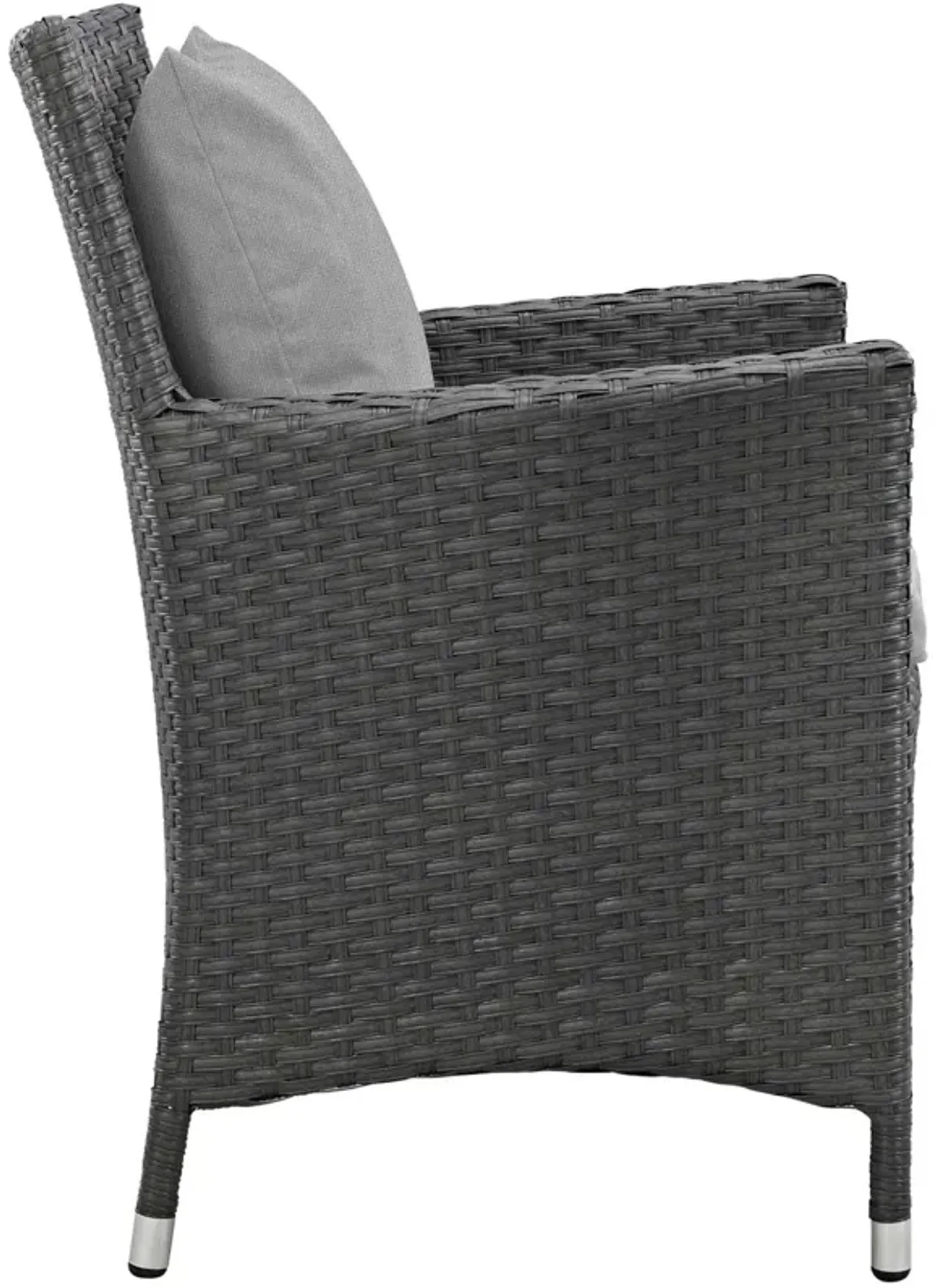 Modway EEI-2243-CHC-GRY-SET Sojourn Wicker Rattan Outdoor Patio Sunbrella Dining Chairs in Canvas Gray, Four Armchairs