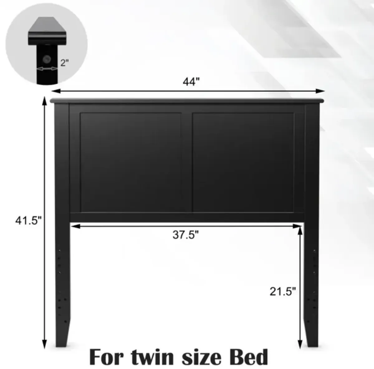 Hivvago Solid Wood Flat Panel Headboard for Twin-size Bed