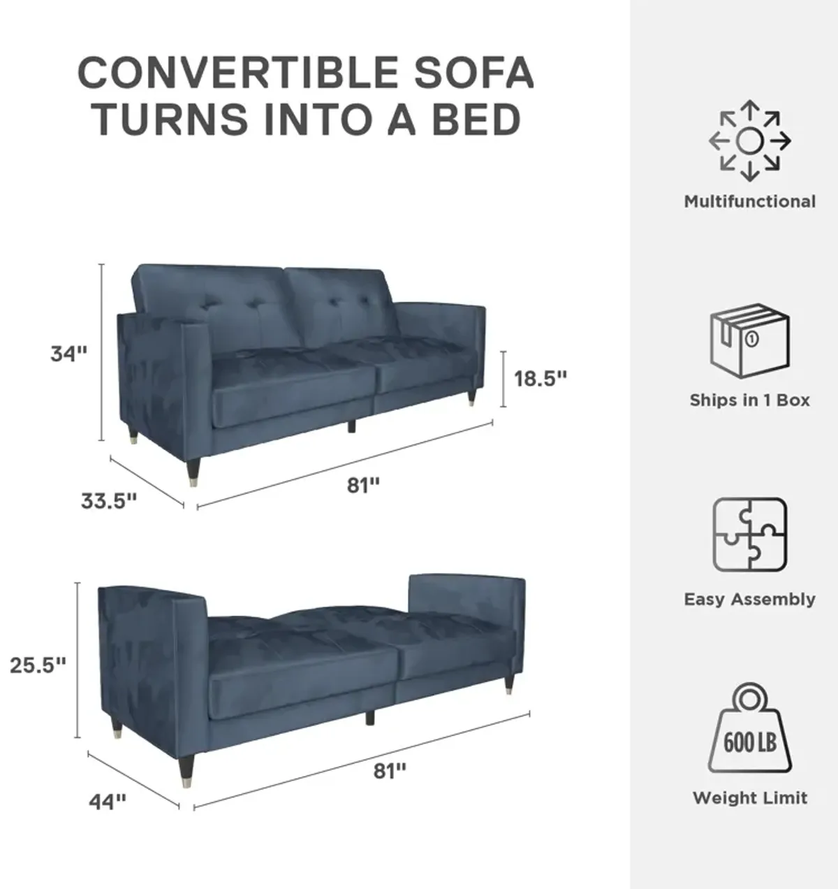 Royal Pin Tufted Futon