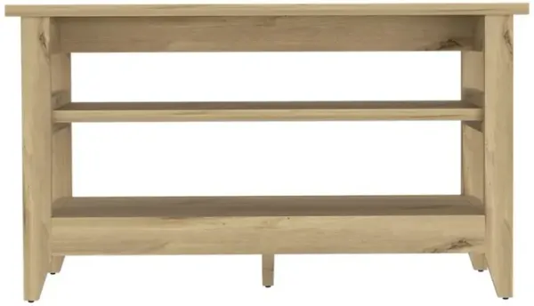 DEPOT E-SHOP Mason Storage Bench, Two Open Shelves, Light Oak