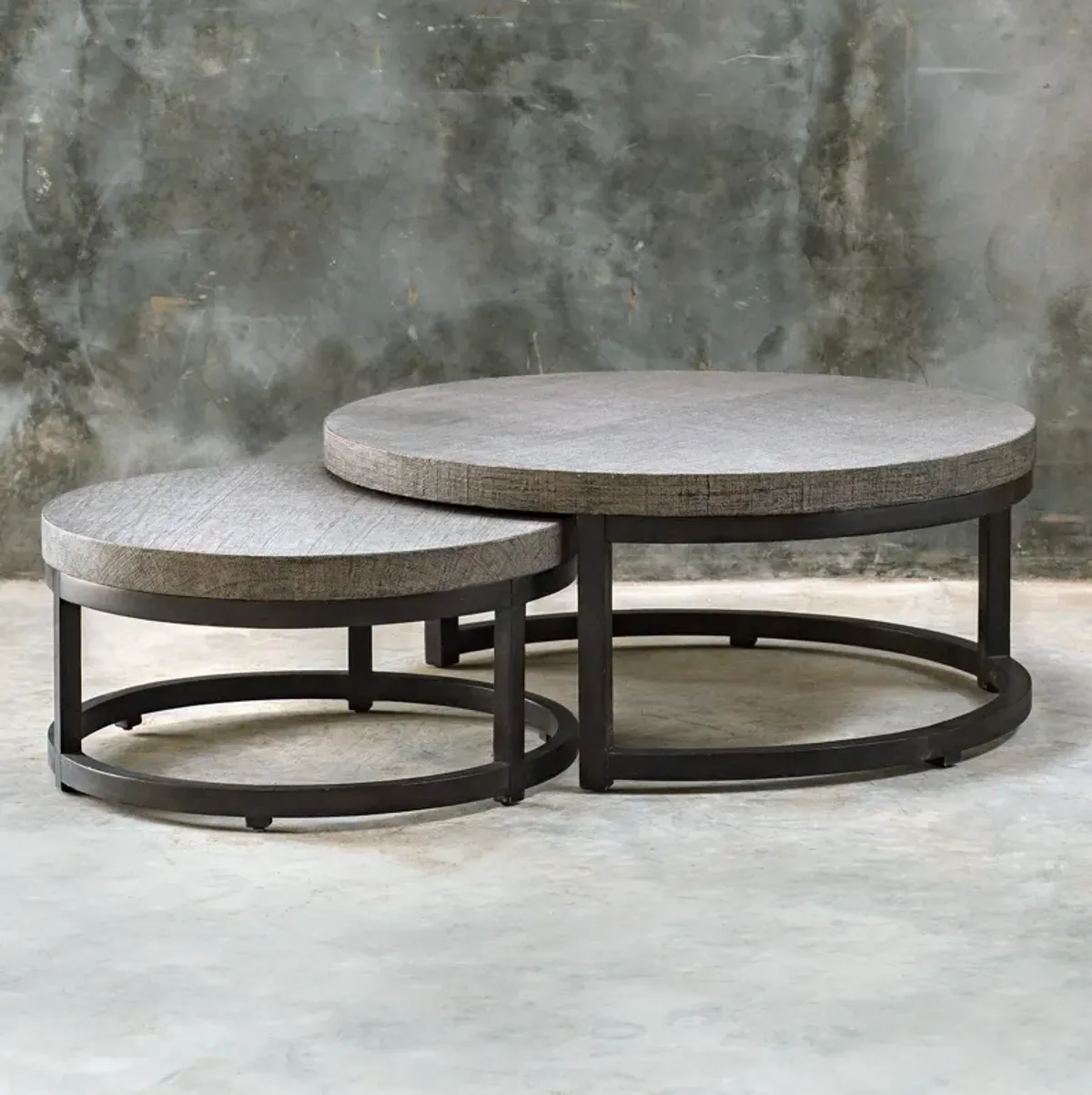 Aiyara Gray Nesting Tables, (Set of 2)