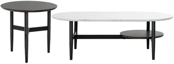 Set of 2 Modern Nesting Coffee Table with Extra Storage Shelf-White