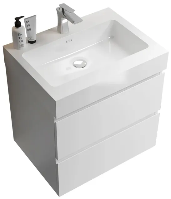 Alice24-201 White Bathroom Vanity with Large Storage