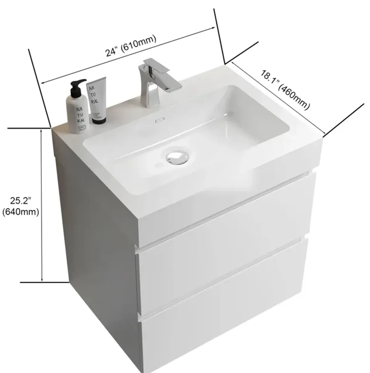 Alice24-201 White Bathroom Vanity with Large Storage