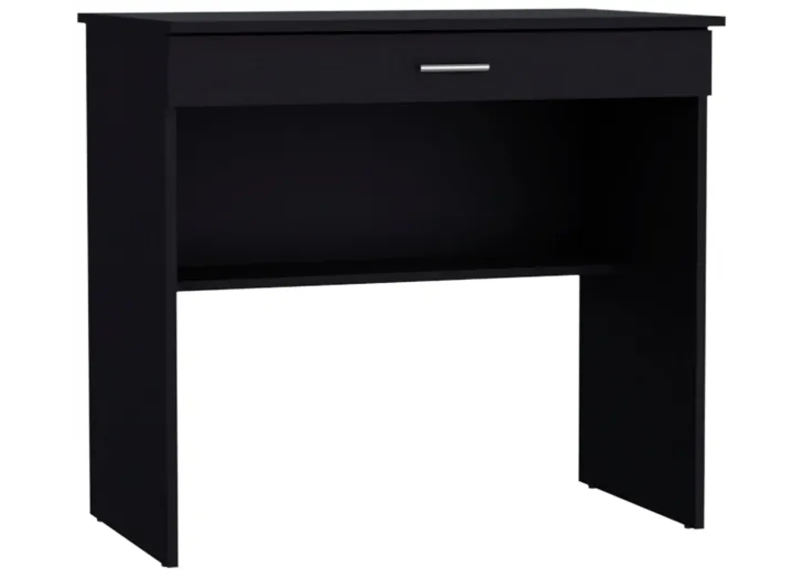 80 C Storage Desk, Compact Workstation with Drawer and Lower Shelf-Black