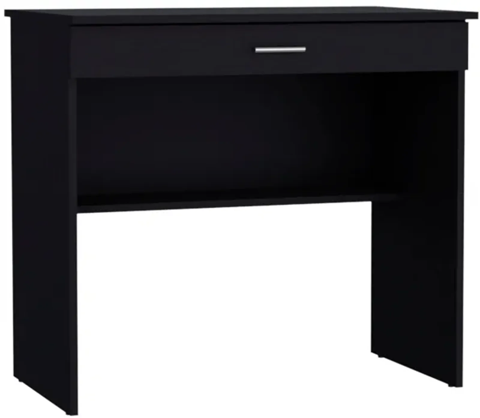 80 C Storage Desk, Compact Workstation with Drawer and Lower Shelf-Black