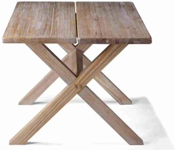 Modern Farmhouse Solid Pine Wood Dining Table in Distressed Driftwood Finish