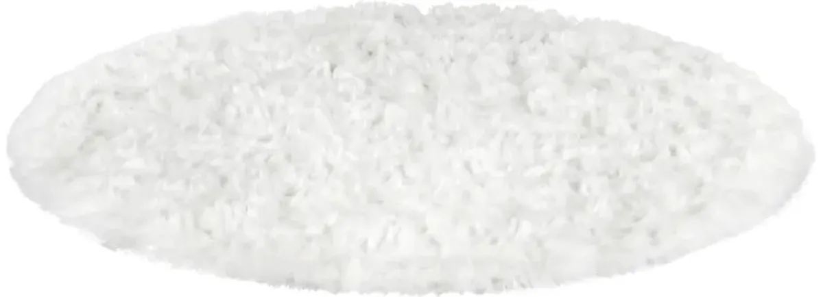 Walk on Me Faux Fur Super Soft 6 ft. Round White Area Rug