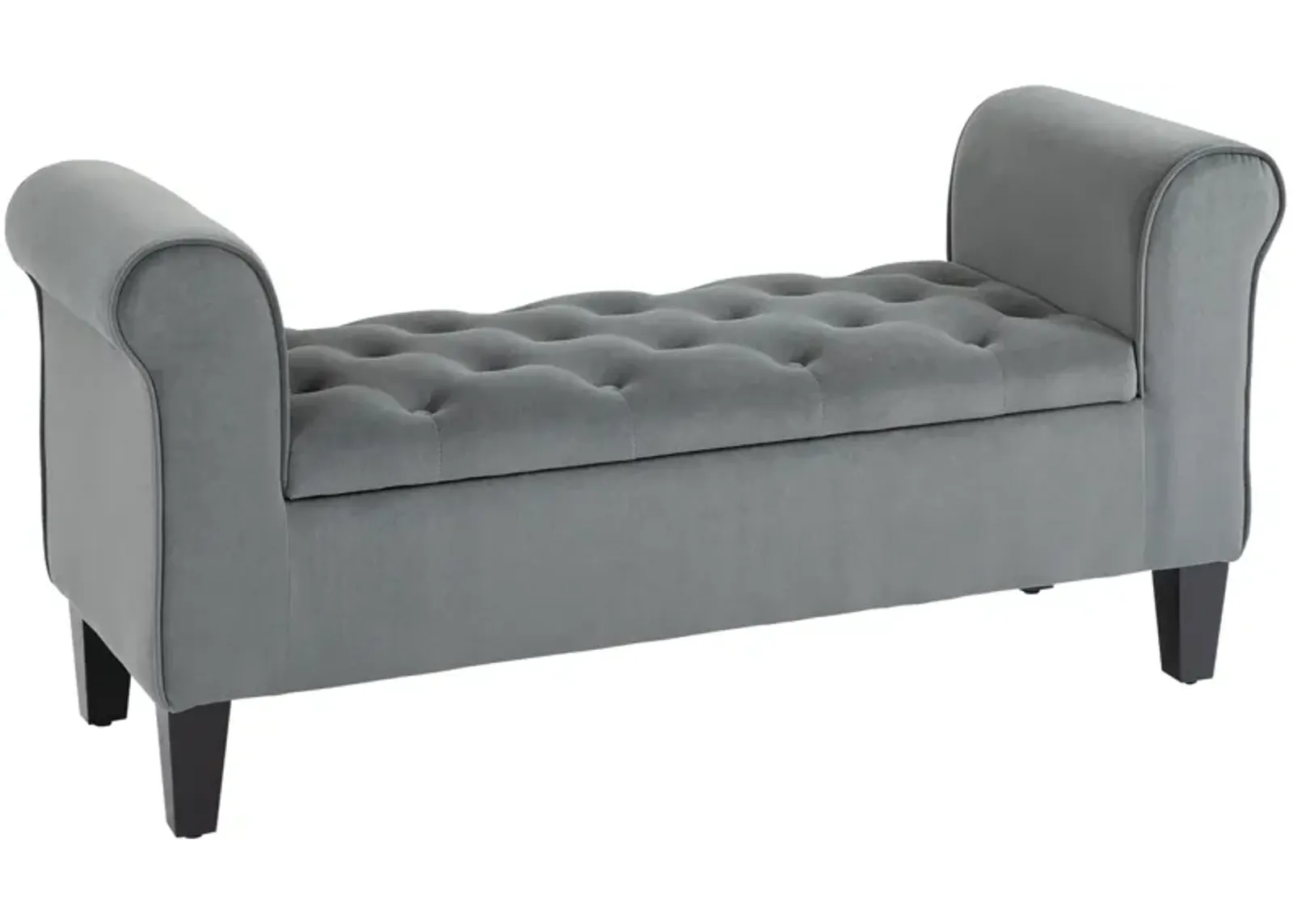 Gray Entryway Storage: Tufted Ottoman Bench with Folding Arms