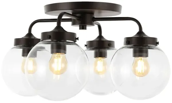 Piper Farmhouse Rustic Iron/Glass LED Semi Flush Mount
