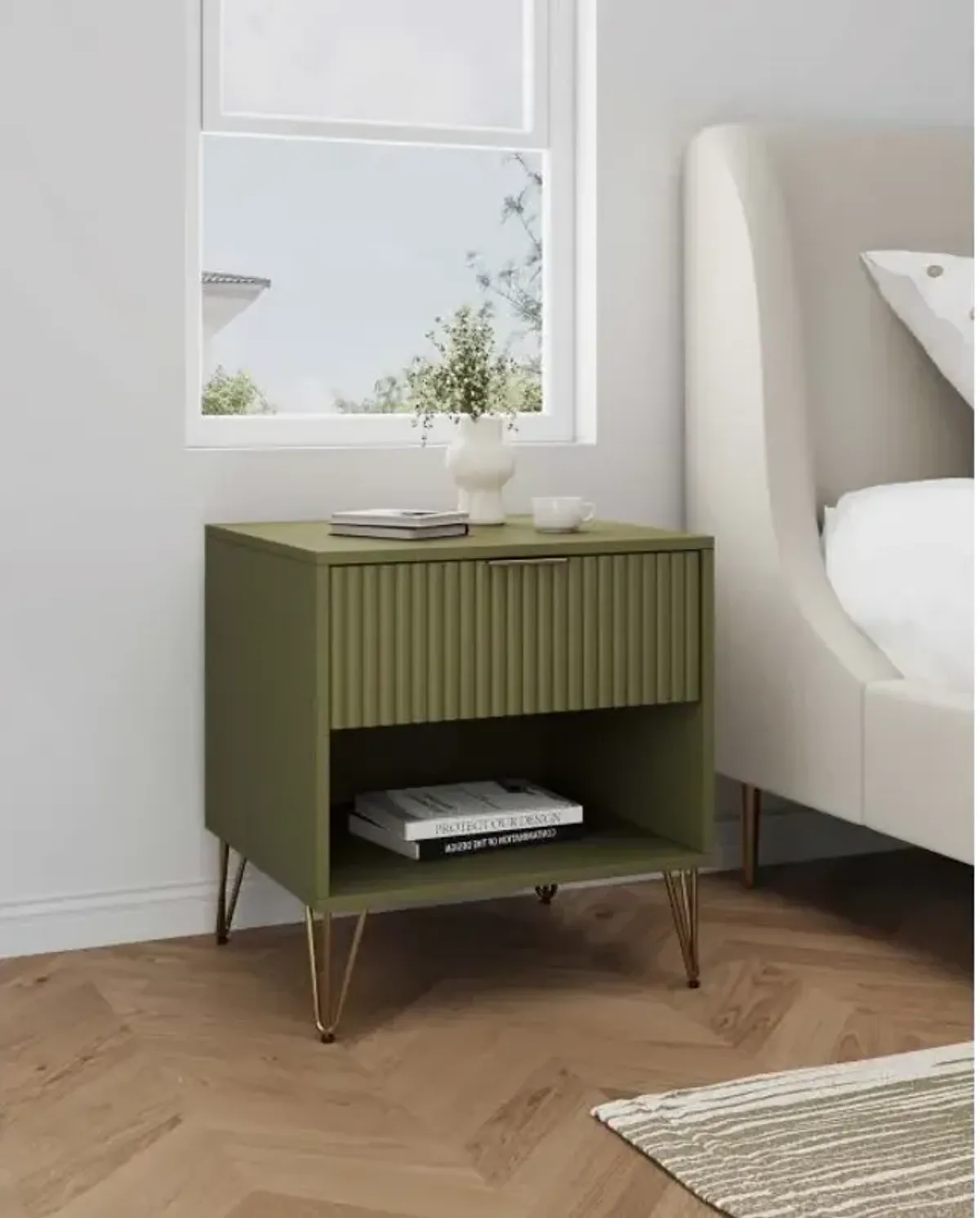Dumbo 1-Drawer Nightstand in Green