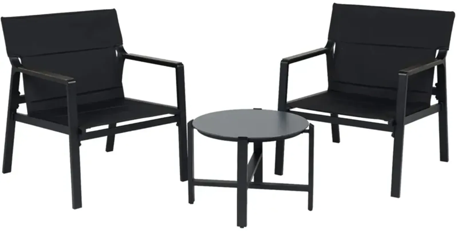 MONDAWE Mesh Sling Armchairs, Conversation Set with Side Table,  Aluminum Frame (Set of 3)